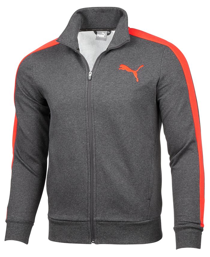 Puma Men's Fleece Zip Front Track Jacket Gray Size Medium