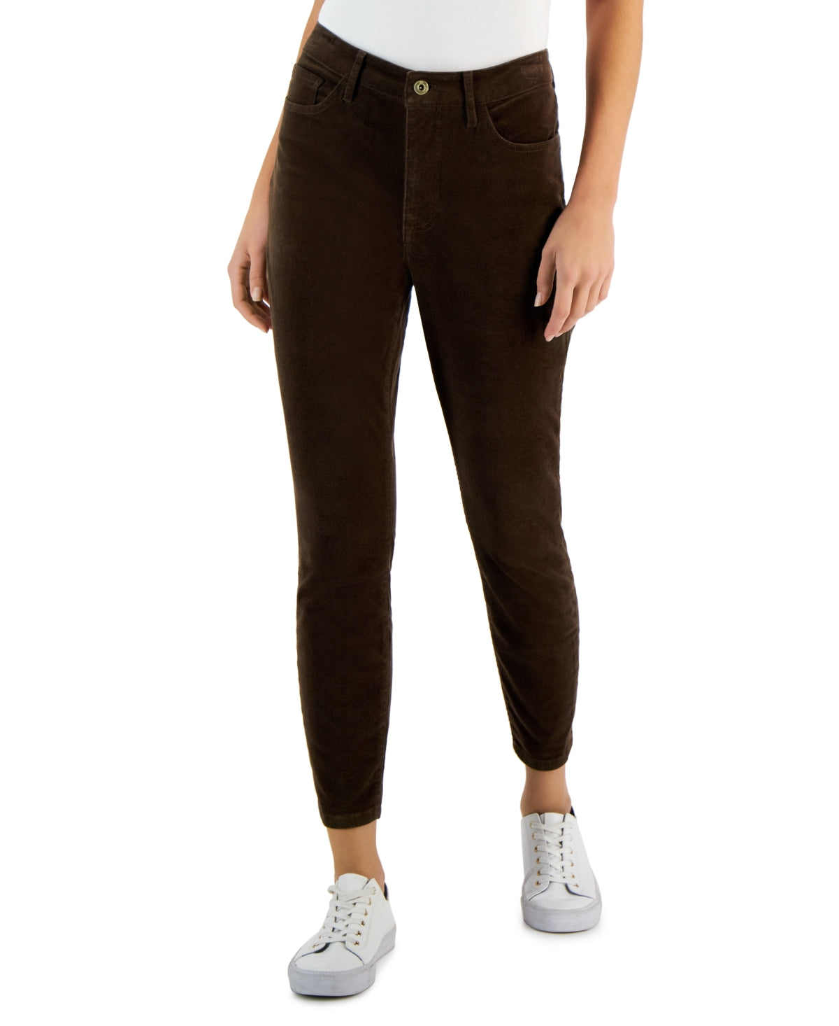 Tommy Hilfiger Women's Corduroy Skinny Ankle Pants Brown Size 8