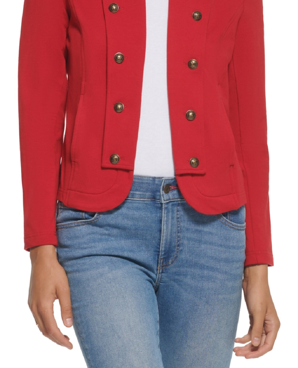 Tommy Hilfiger Women's Military Band Jacket Red Size Large