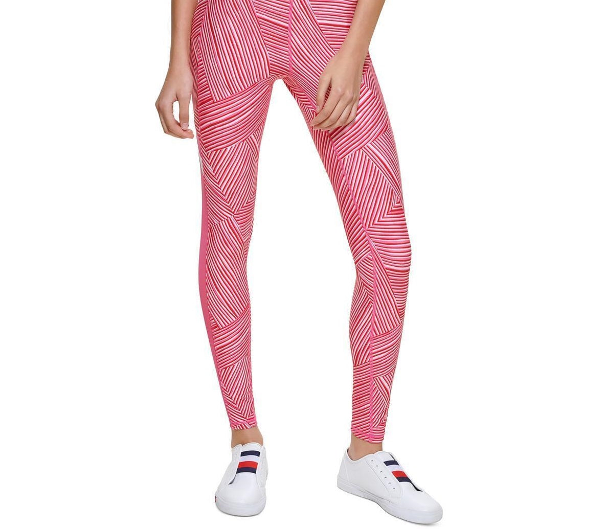 Tommy Hilfiger Women's Printed High Rise Leggings Pink Size Small