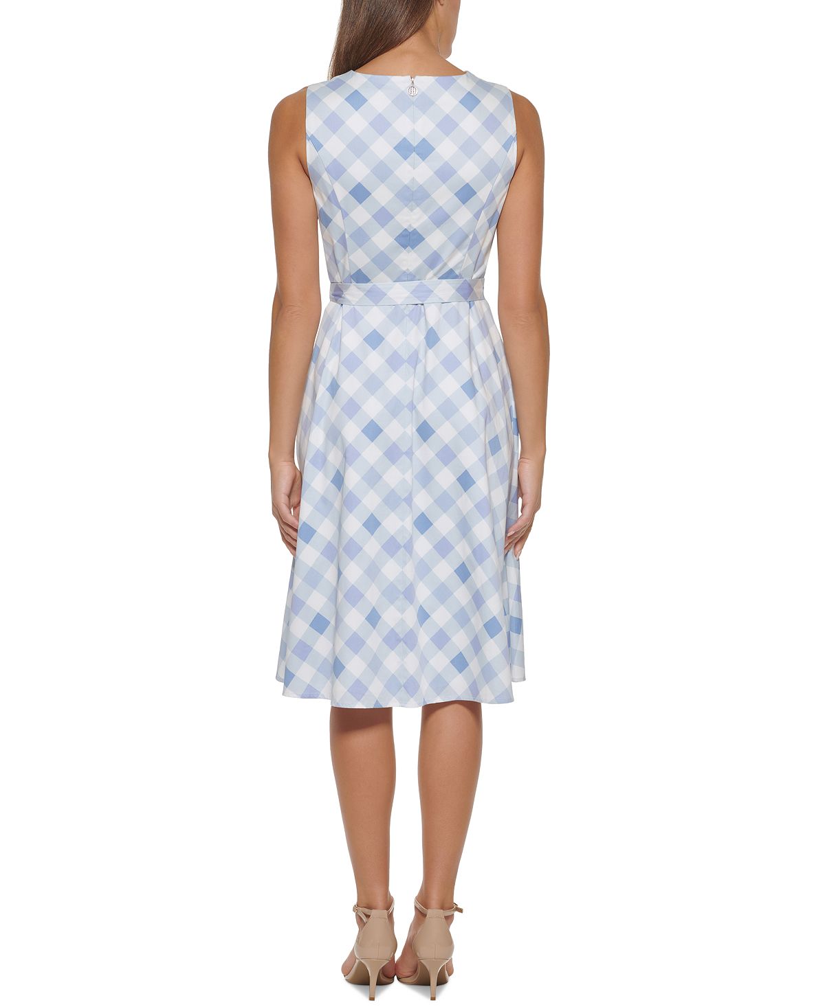 Tommy Hilfiger Women's Belted Midi Fit & Flare Dress Blue Size 12