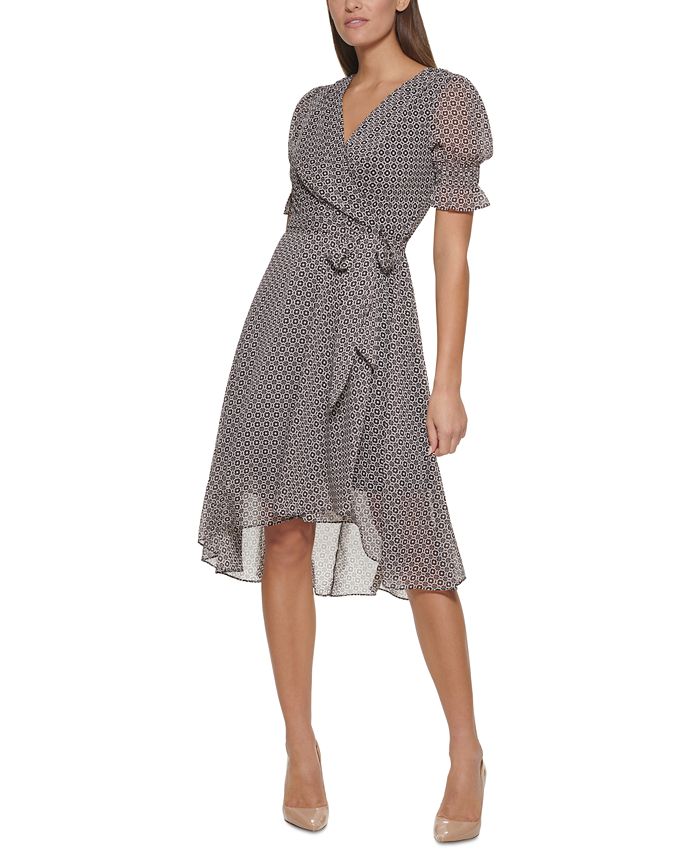 Tommy Hilfiger Women's Printed Midi Dress Black Size 6