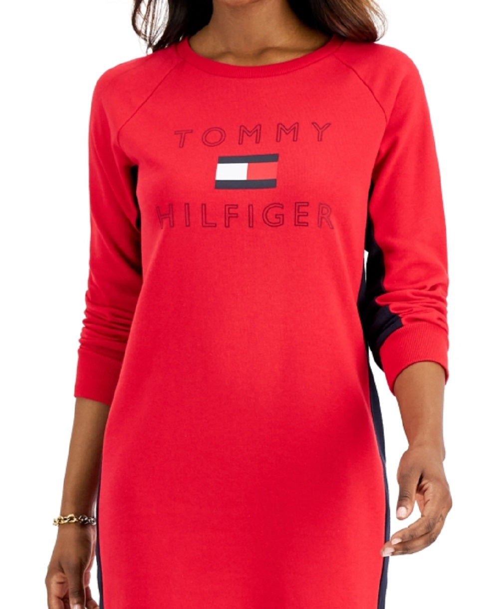 Tommy Hilfiger Women's Logo Sweatshirt Dress Red Size Medium