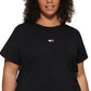 Tommy Hilfiger Women's Side Stripe Crewneck Cropped Black Size 3X