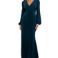 Betsy & Adam Women's Draped V Neck Gown Green Size 4