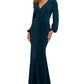 Betsy & Adam Women's Draped V Neck Gown Green Size 8