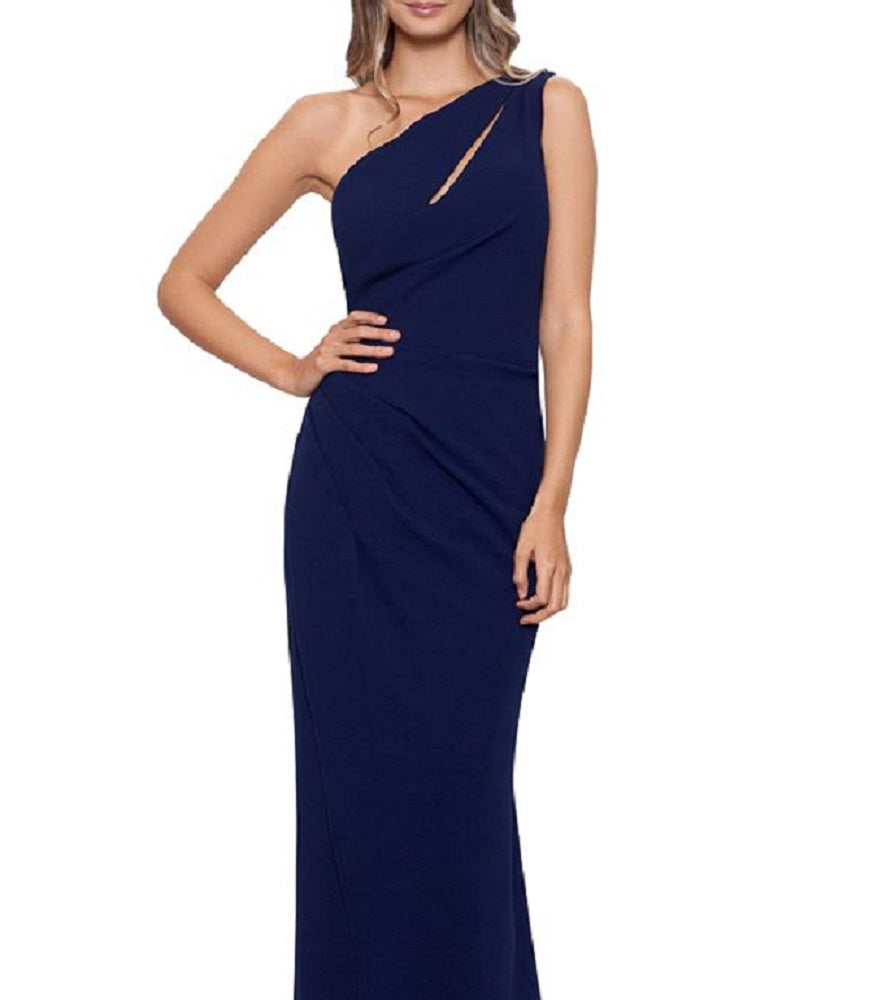 Betsy & Adam Women's One Shoulder Cutout Gown Blue Size 8