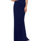 Betsy & Adam Women's One Shoulder Cutout Gown Blue Size 8