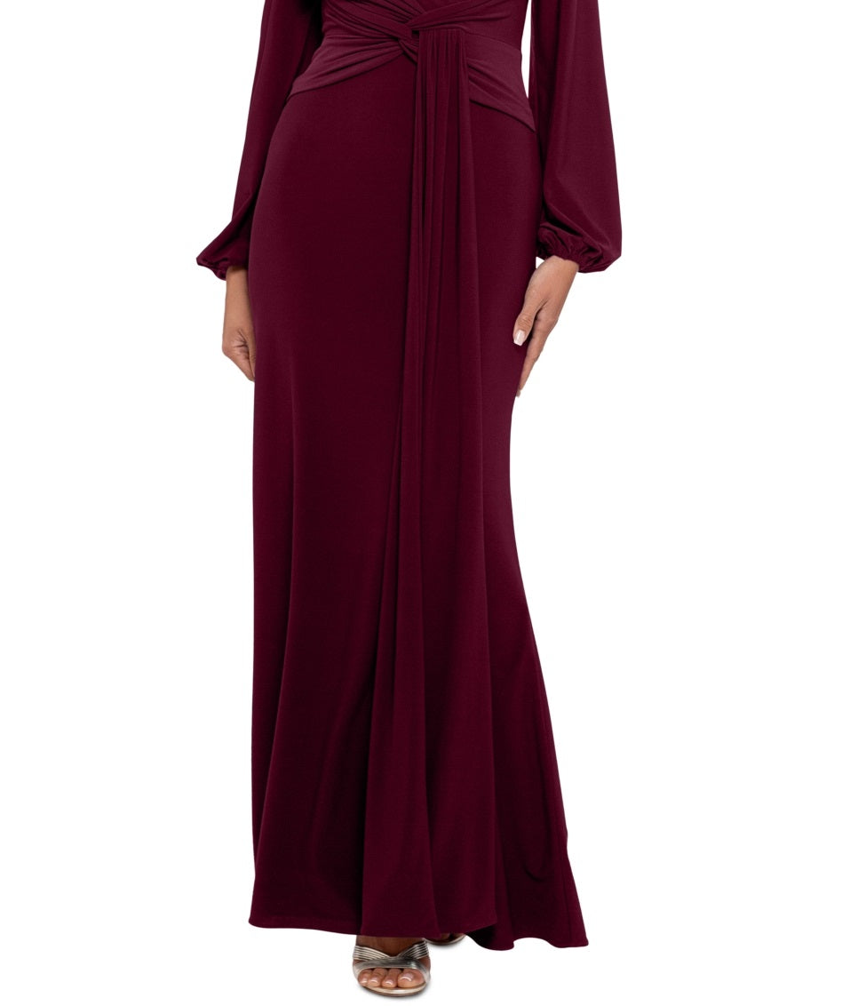 Betsy & Adam Women's Draped V Neck Evening Dress Red Size 14 Petite