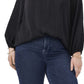 Vince Camuto Women's Keyhole Rumple Satin Blouse Black Size 1X