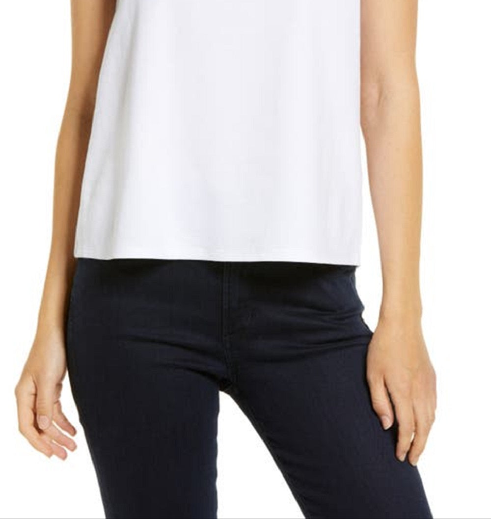 Vince Camuto Women's Tiered Ruffle Sleeve Cotton Blend Top White Size X-Large