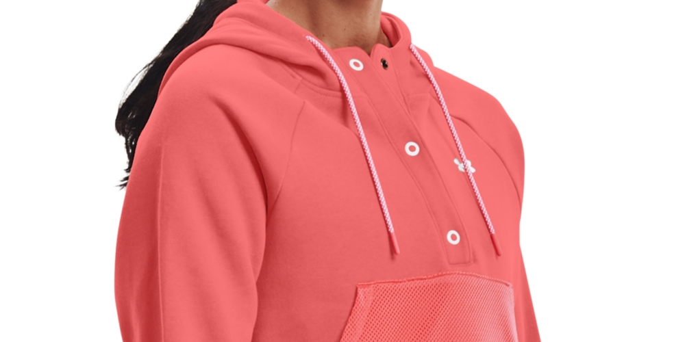 Under Armour Women's Rival Fleece Mesh Hoodie Pink Size XL
