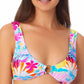 California Waves Junior's Floral Print Bikini Top Swimsuit White