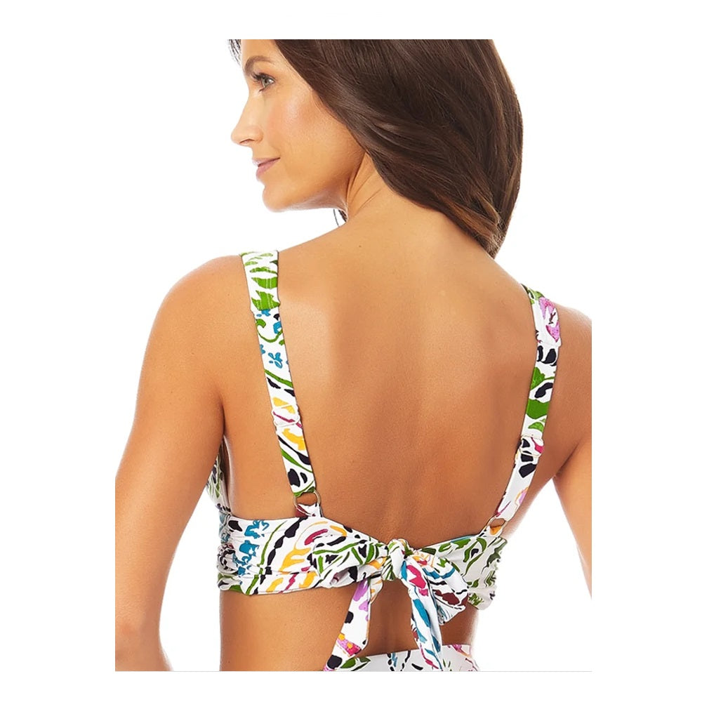 Anne Cole Women's Paisley Print Banded Bralette Bikini Top Swimsuit White Size X-Small