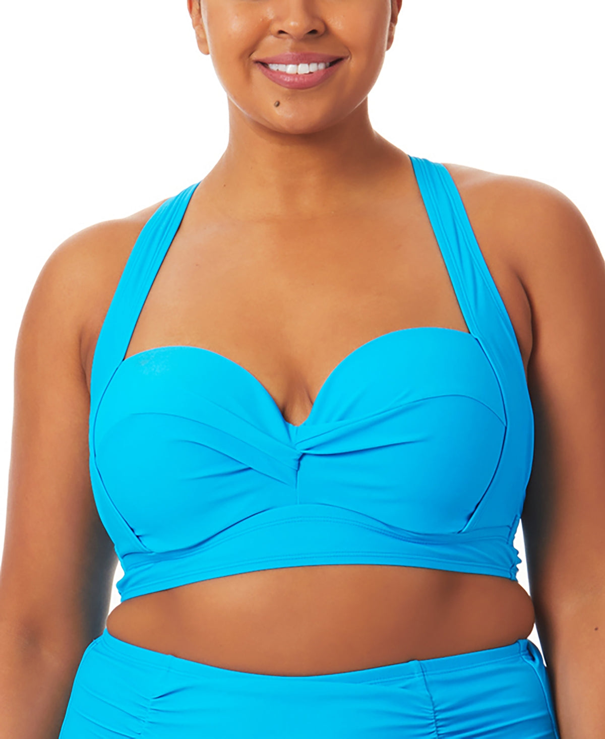 California Waves Women's Plus Molded Cup Bikini Top Swimsuit Blue Size 1X