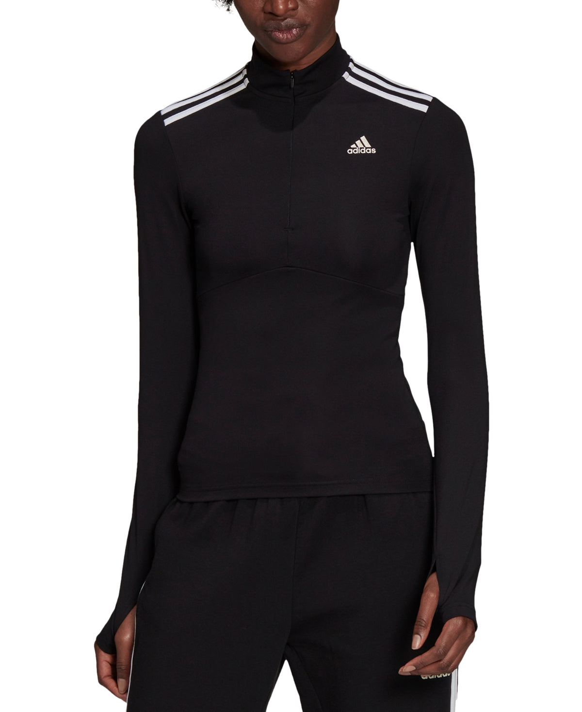 adidas Women's Hyperglam Quarter Zip Top Black Size X-Small
