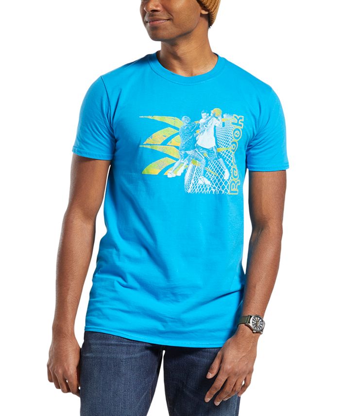 Reebok Men's Crewneck Basketball Graphic T-Shirt Blue Size Small