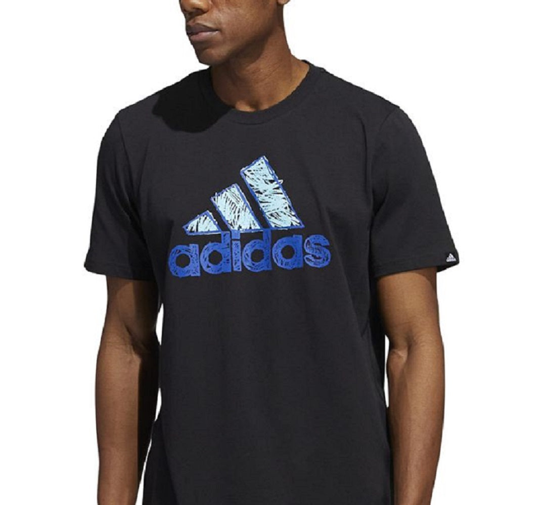 adidas Men's Sketch Logo T-Shirt Black Size Medium