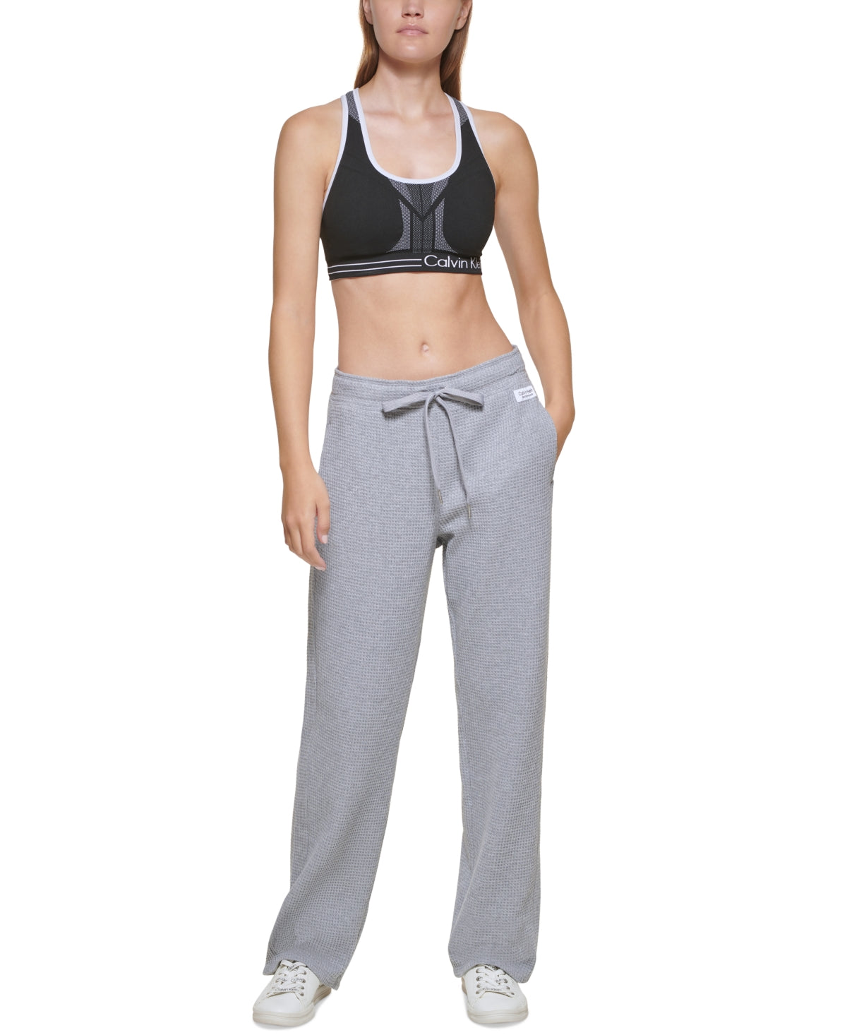 Calvin Klein Women's High Waisted Relaxed Leg Pants Gray Size Large