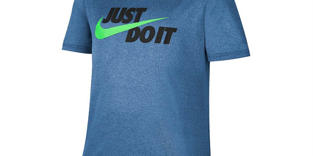 Nike Boy's Dri FIT JDI XDye Short Sleeve T-Shirt Blue Size Medium
