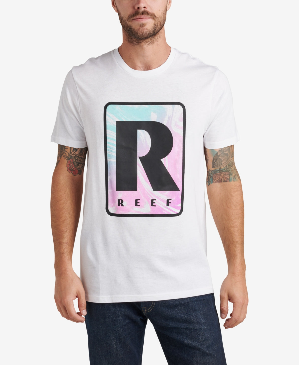 Reef Men's Tidus Graphic T-shirt White Size XX-Large