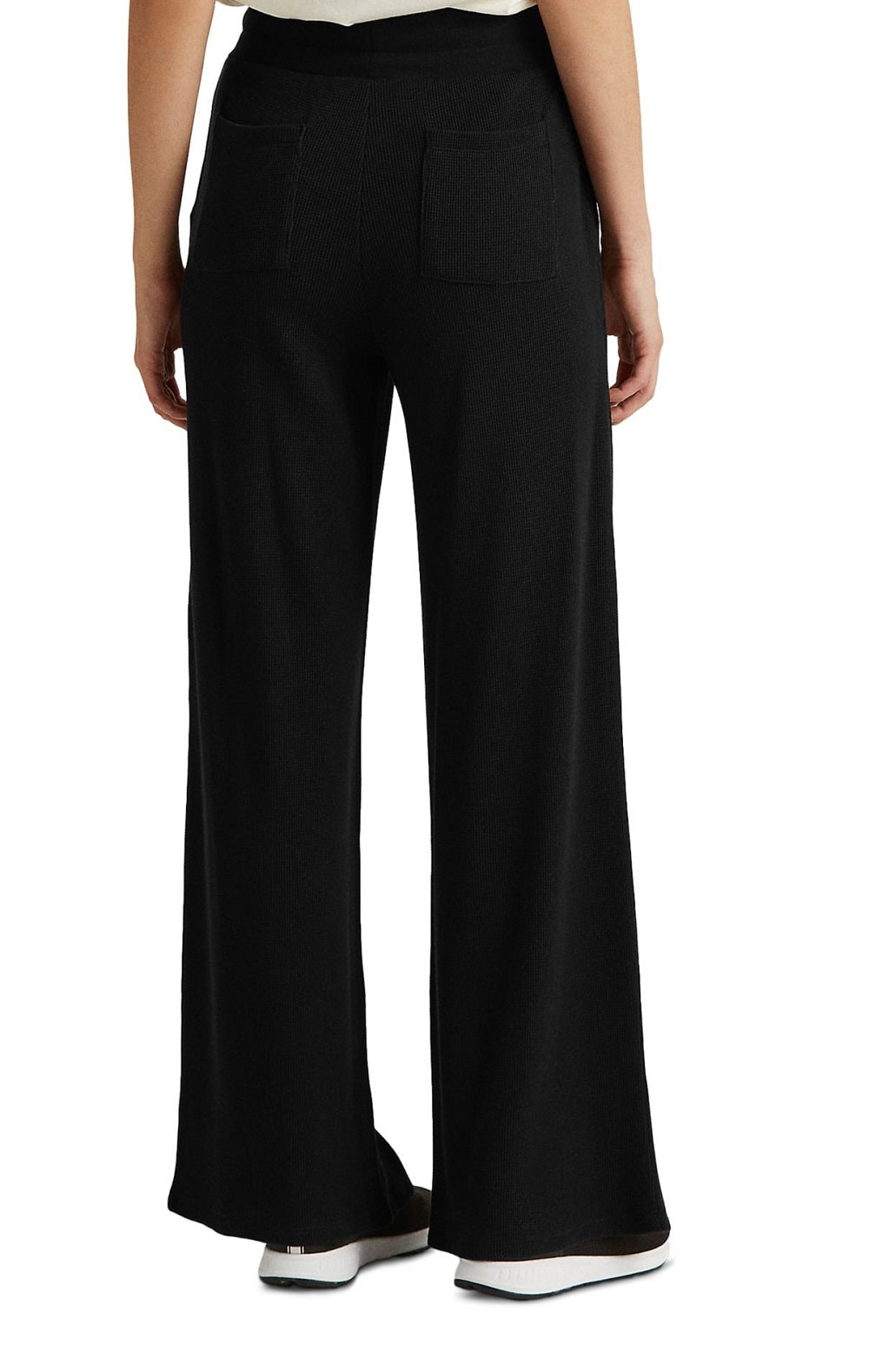 Ralph Lauren Women's Thermal Pocketed Tie Drawstring Lounge Pants Black Size Medium