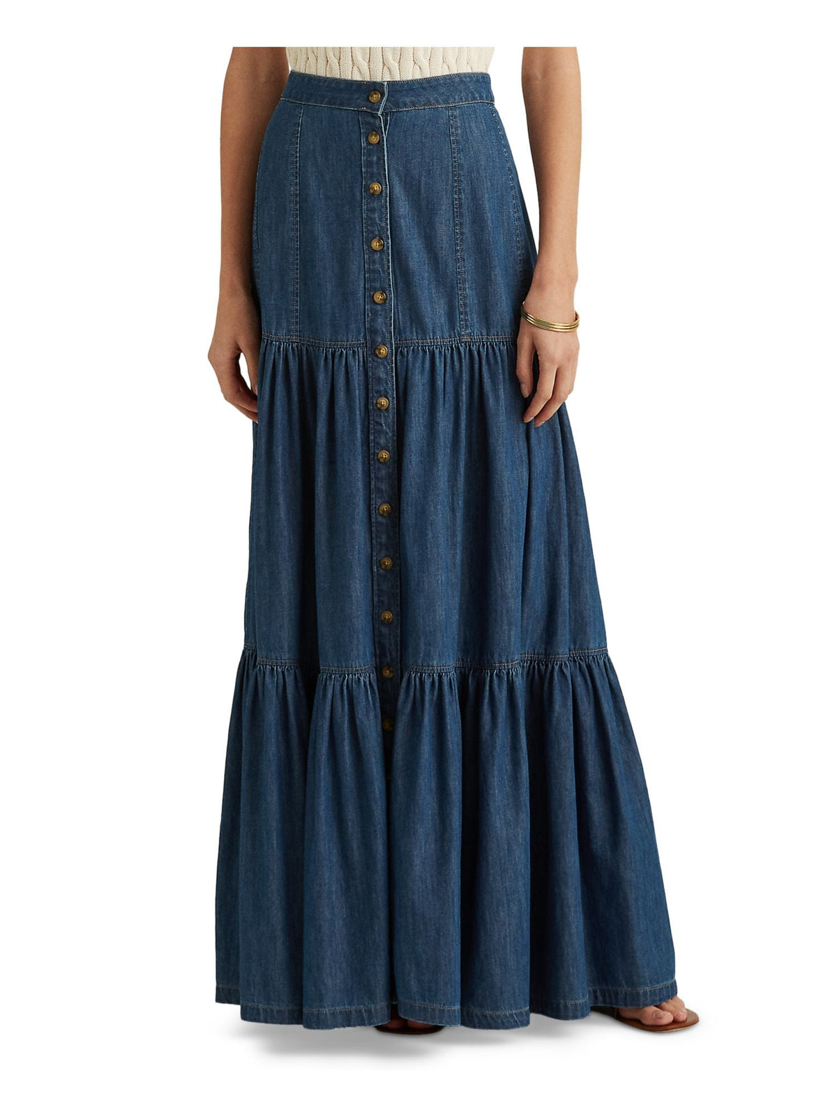 Ralph Lauren Women's Denim Full Length A Line Skirt Blue Size 4