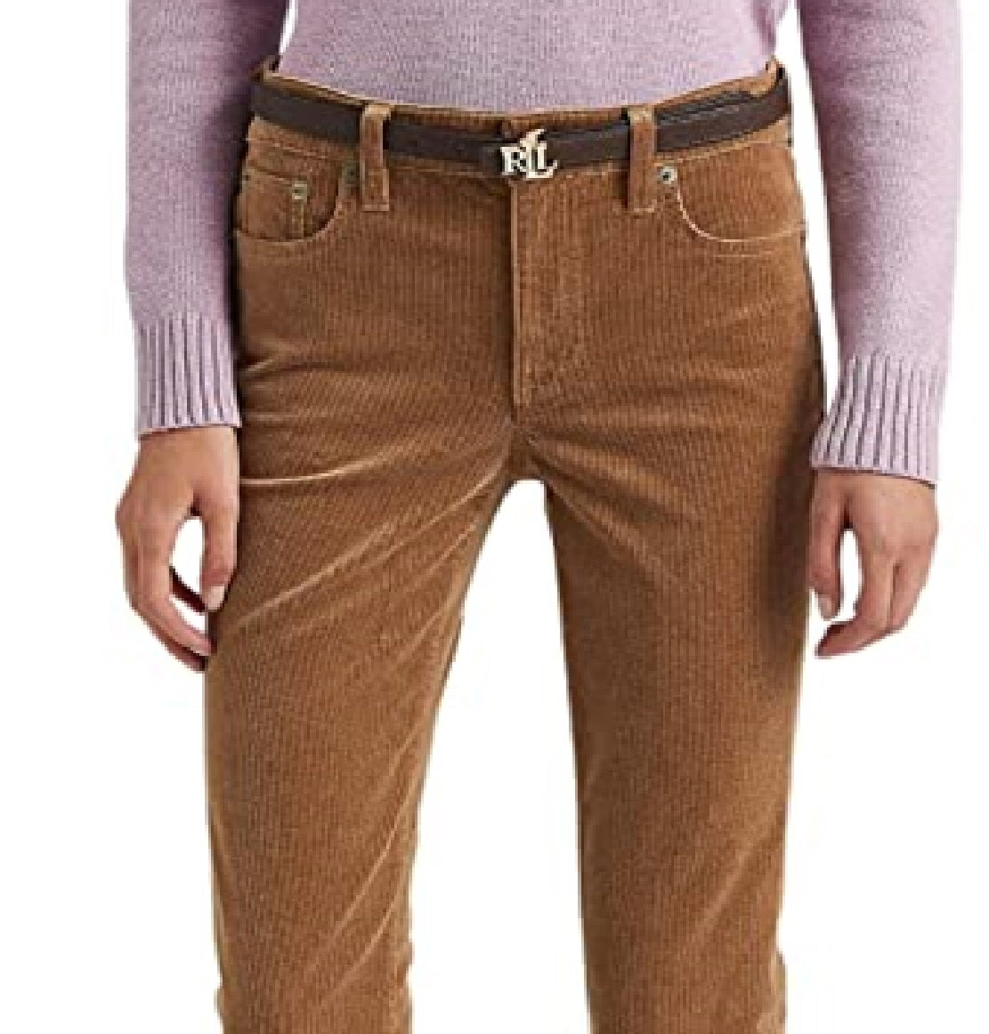 Ralph Lauren Women's Corduroy Mid Rise Straight Pant Brown Size 16