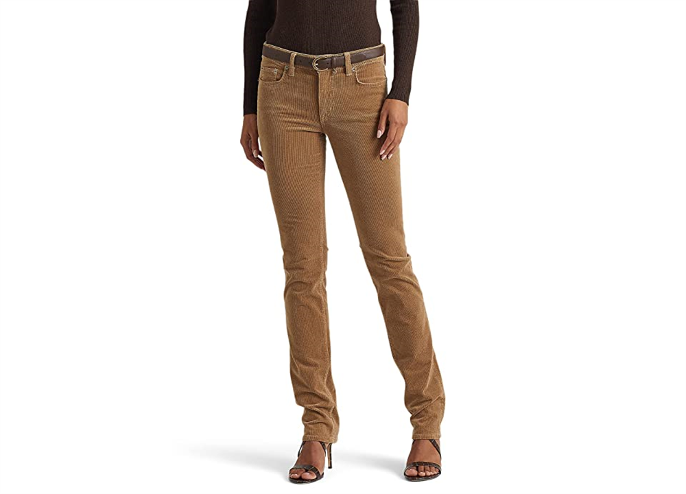 Ralph Lauren Women's Corduroy Mid Rise Straight Pant Brown Size 10