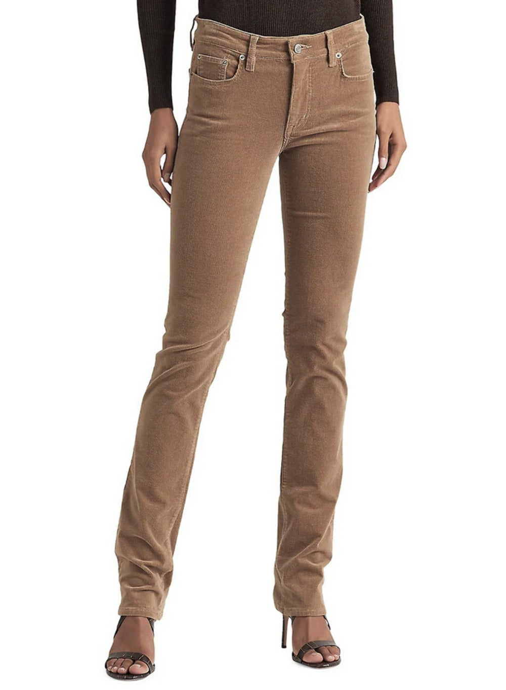 Ralph Lauren Women's Corduroy Mid Rise Straight Pant Brown Size 16
