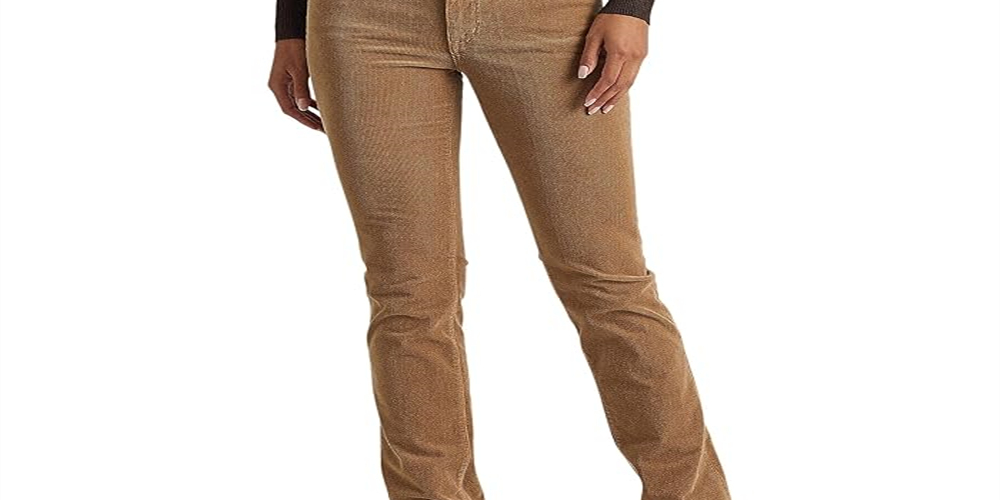Ralph Lauren Women's Corduroy Mid Rise Straight Pant Brown Size 16