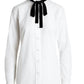 Ralph Lauren Women's Tie Neck Cotton Broadcloth Shirt White Size Large