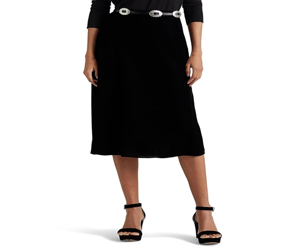 Ralph Lauren Women's Velvet Midi Skirt Black Size 8