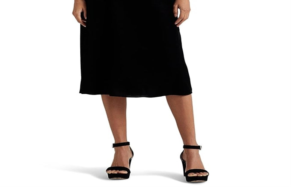Ralph Lauren Women's Velvet Midi Skirt Black Size 8