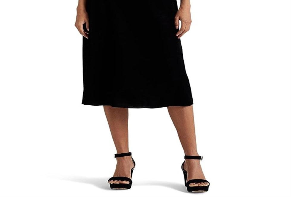 Ralph Lauren Women's Velvet Midi Skirt Black Size 8