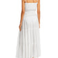 Aqua Women's Tiered Cover Up Maxi Dress Swimwear White Size Medium