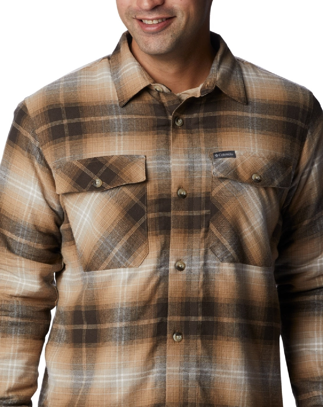 Columbia Men's Plaid Sherpa Lined Shirt Jacket Brown Size X-Large