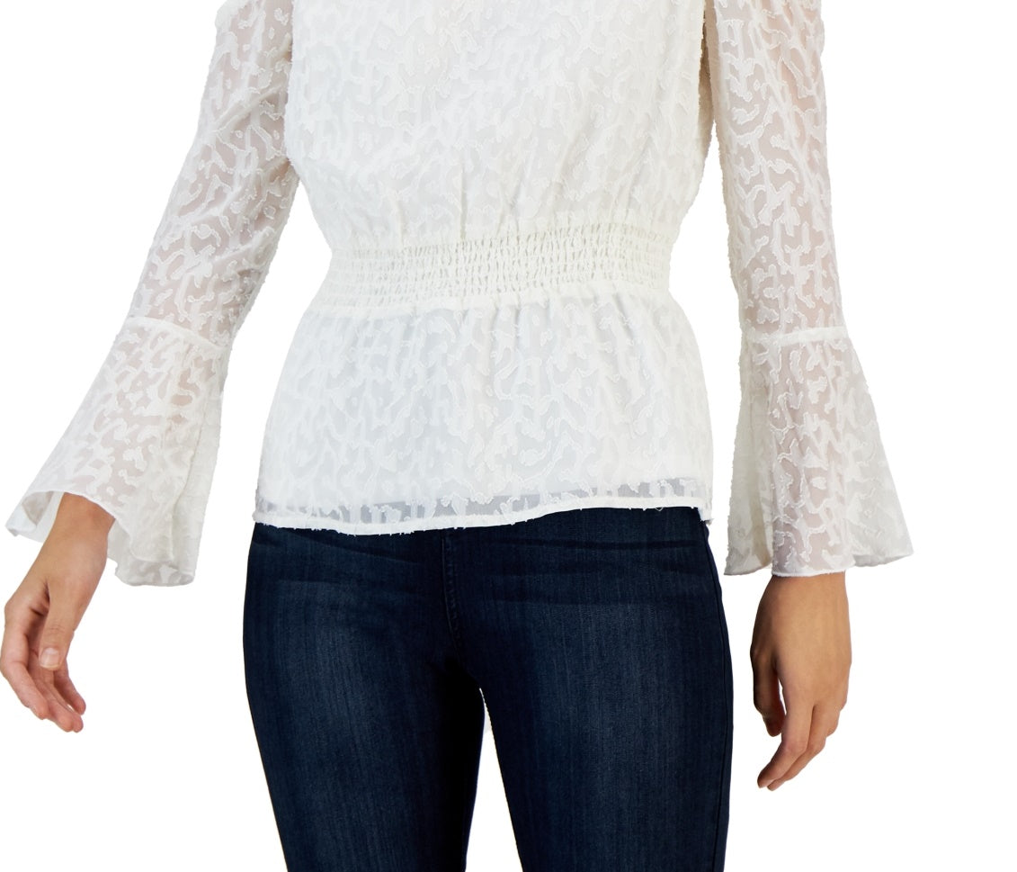 Willow Drive Women's Cold Shoulder Smocked Waist Top White Size X-Large