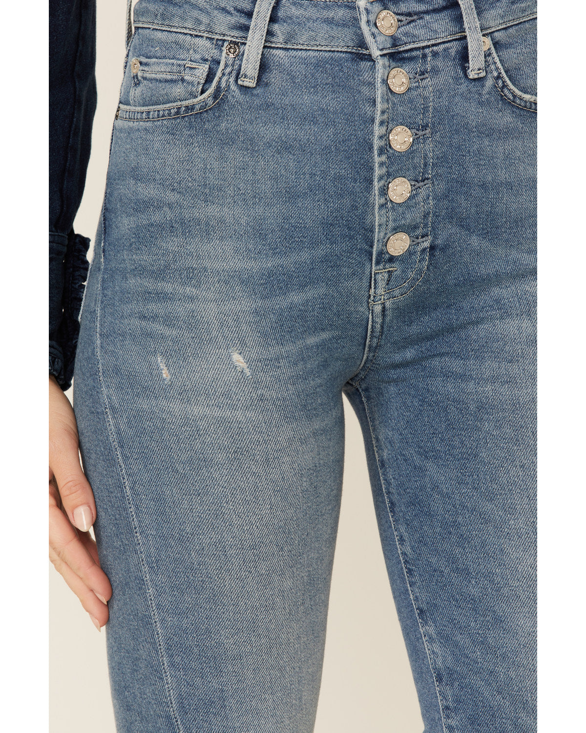 JEN7 Women's Luxe Vintage Ultra High Rise Slim Kick Flare Jeans Blue Size 32