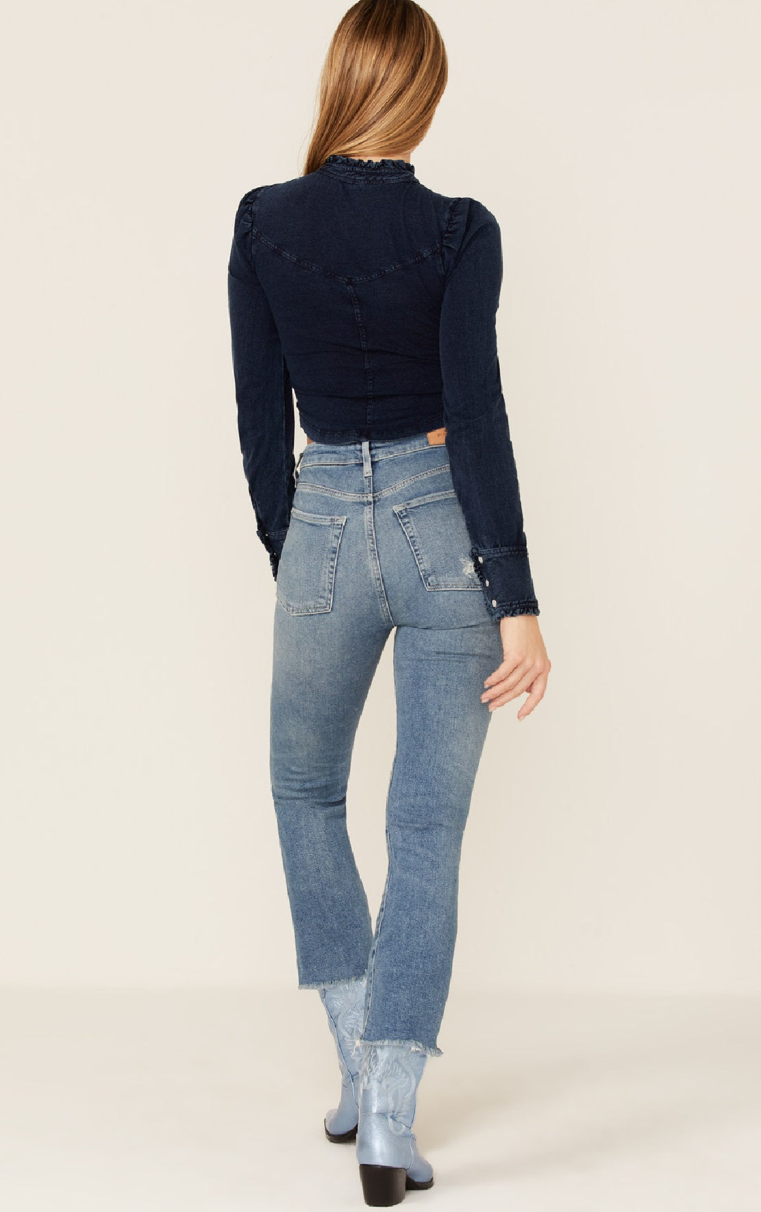 JEN7 Women's Luxe Vintage Ultra High Rise Slim Kick Flare Jeans Blue Size 32