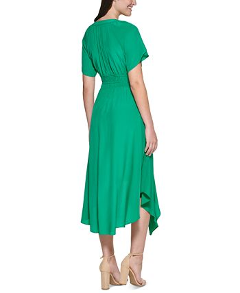 Kensie Women's Handkerchief Hem Midi Dress Green Size 12