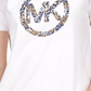 Michael Kors Women's Short Sleeve Floral Circle T-Shirt White Size Petite Large