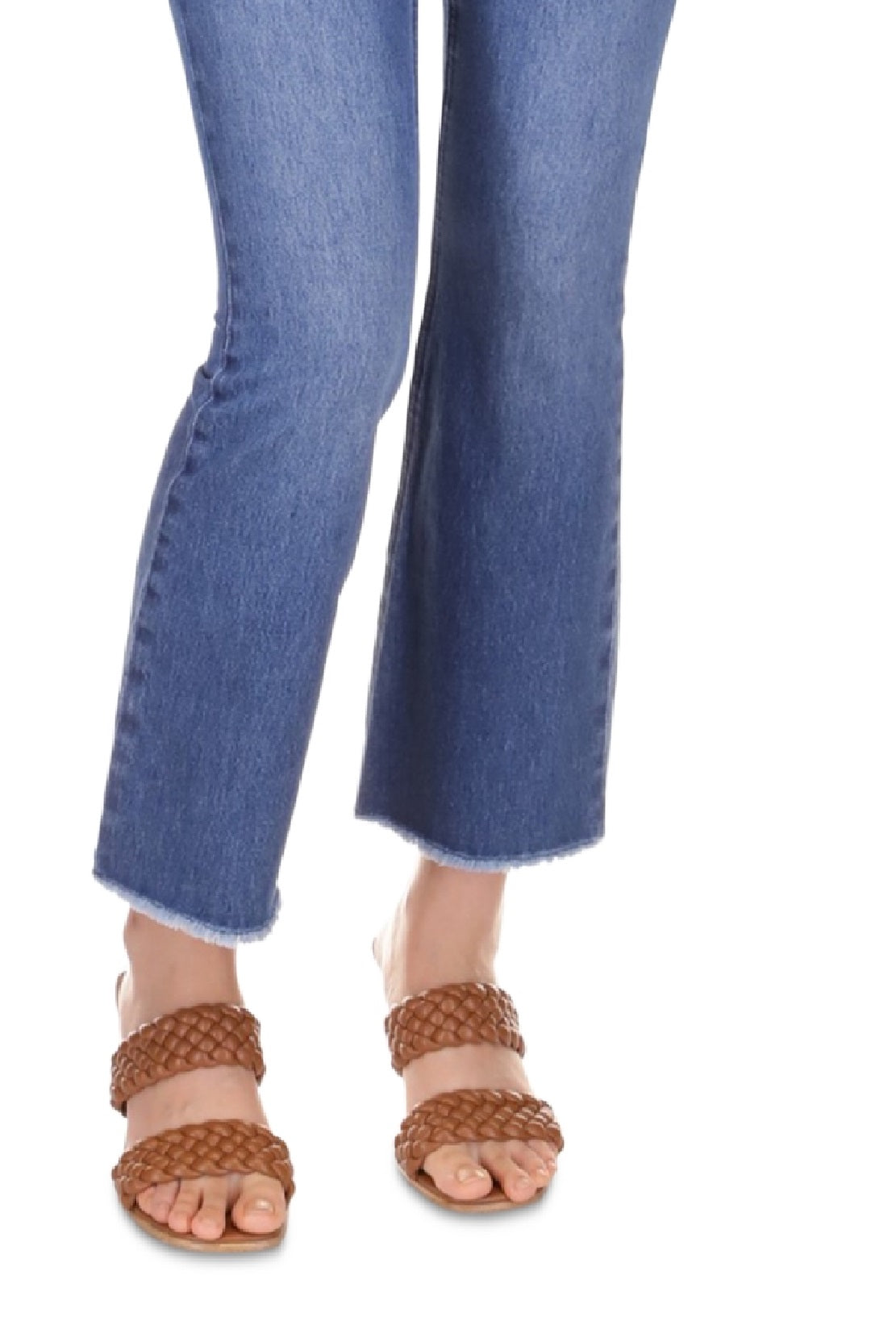 Michael Kors Women's Flared Frayed Hem Cropped Jeans Blue Size 2Petite