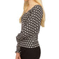 Michael Kors Women's Rouched Mod Print Top White Size Medium