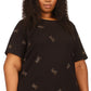 Michael Kors Women's Studded Scattered Logo T-Shirt Black Size 3X