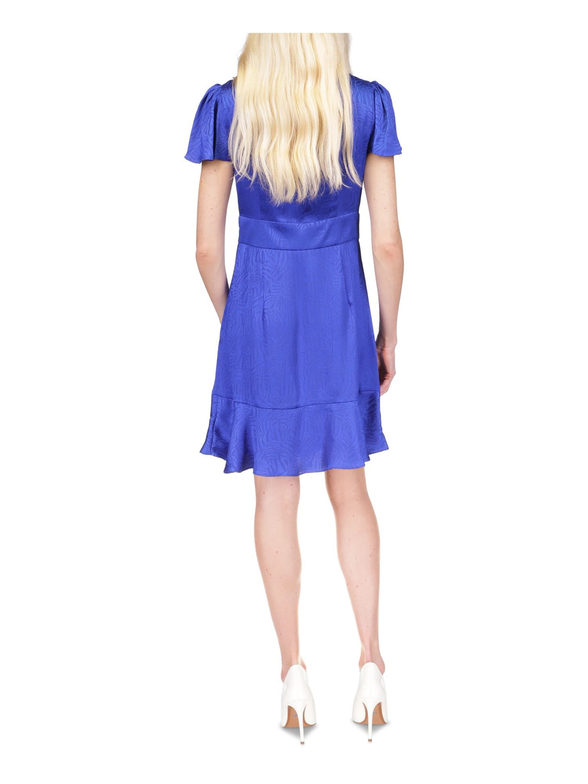 Michael Kors Women's Jacquard Zebra Tie Dress Blue Size 10