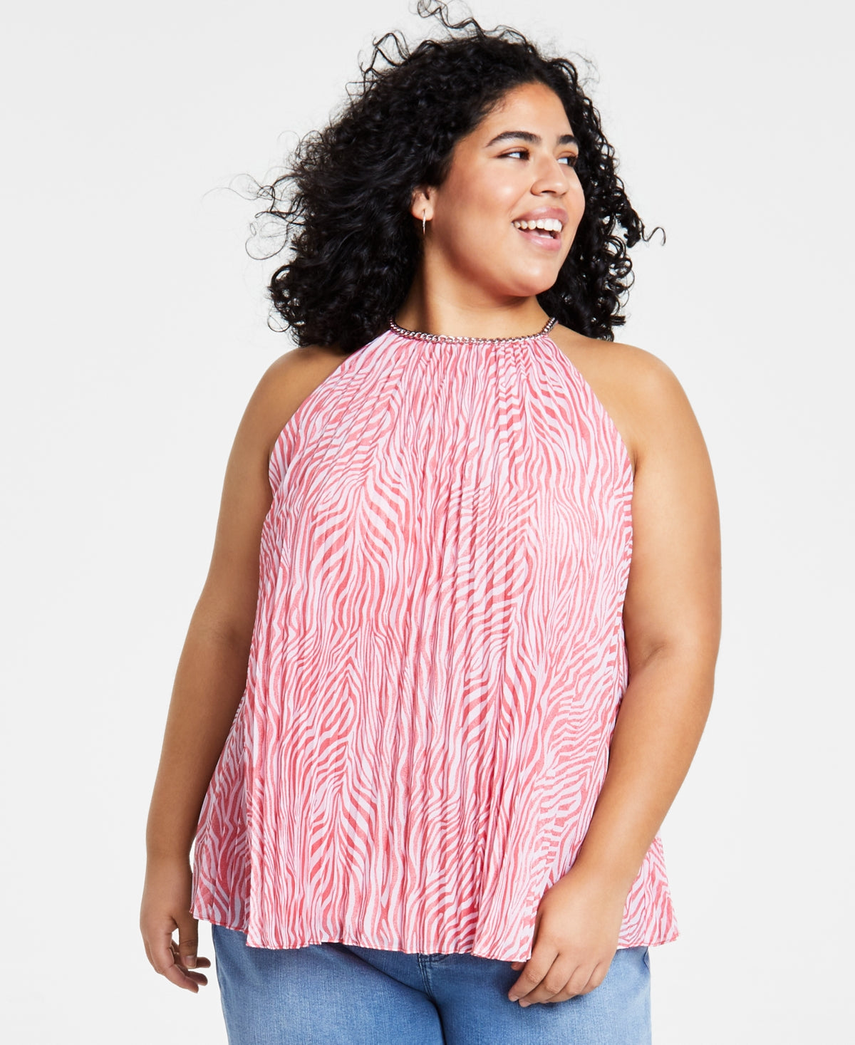 Michael Kors Women's Pleated Halter Top Pink Size 0X