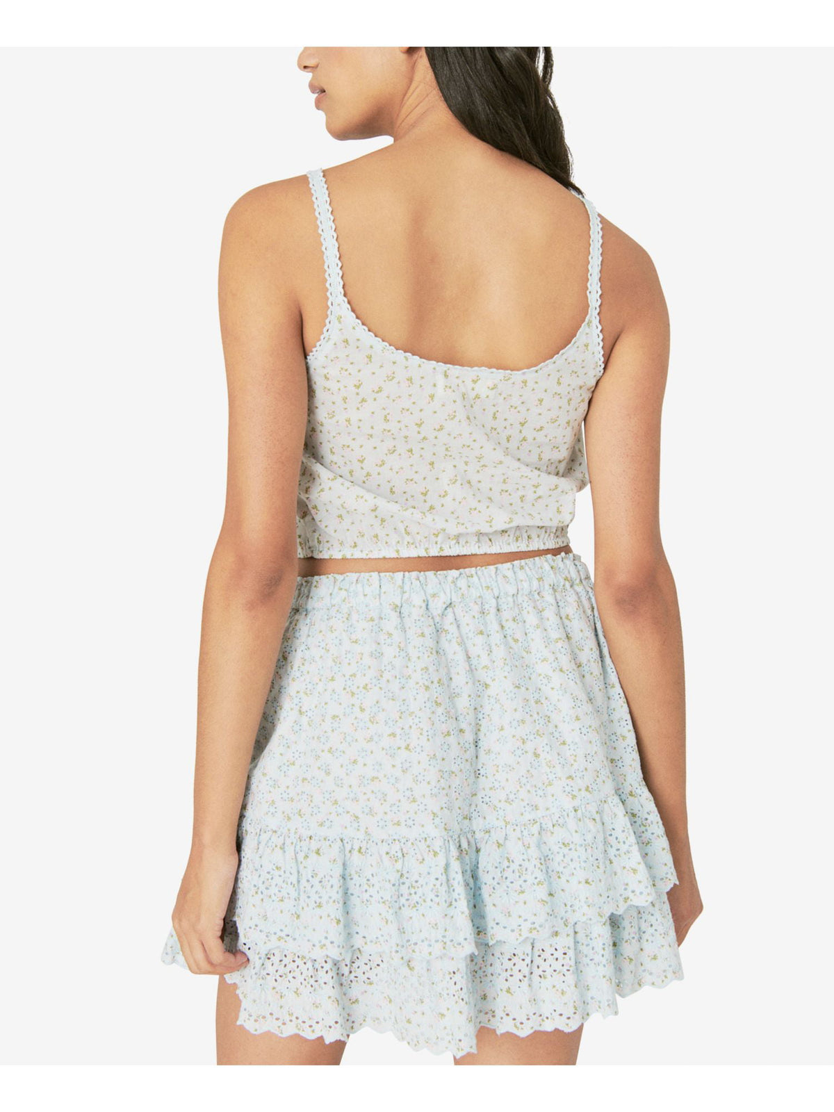 Lucky Brand Women's Floral Ruffle Cotton Skirt Blue Size X-Small