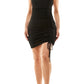 Almost Famous Junior's Empire Side Drawstring Bodycon Dress Black Size Small