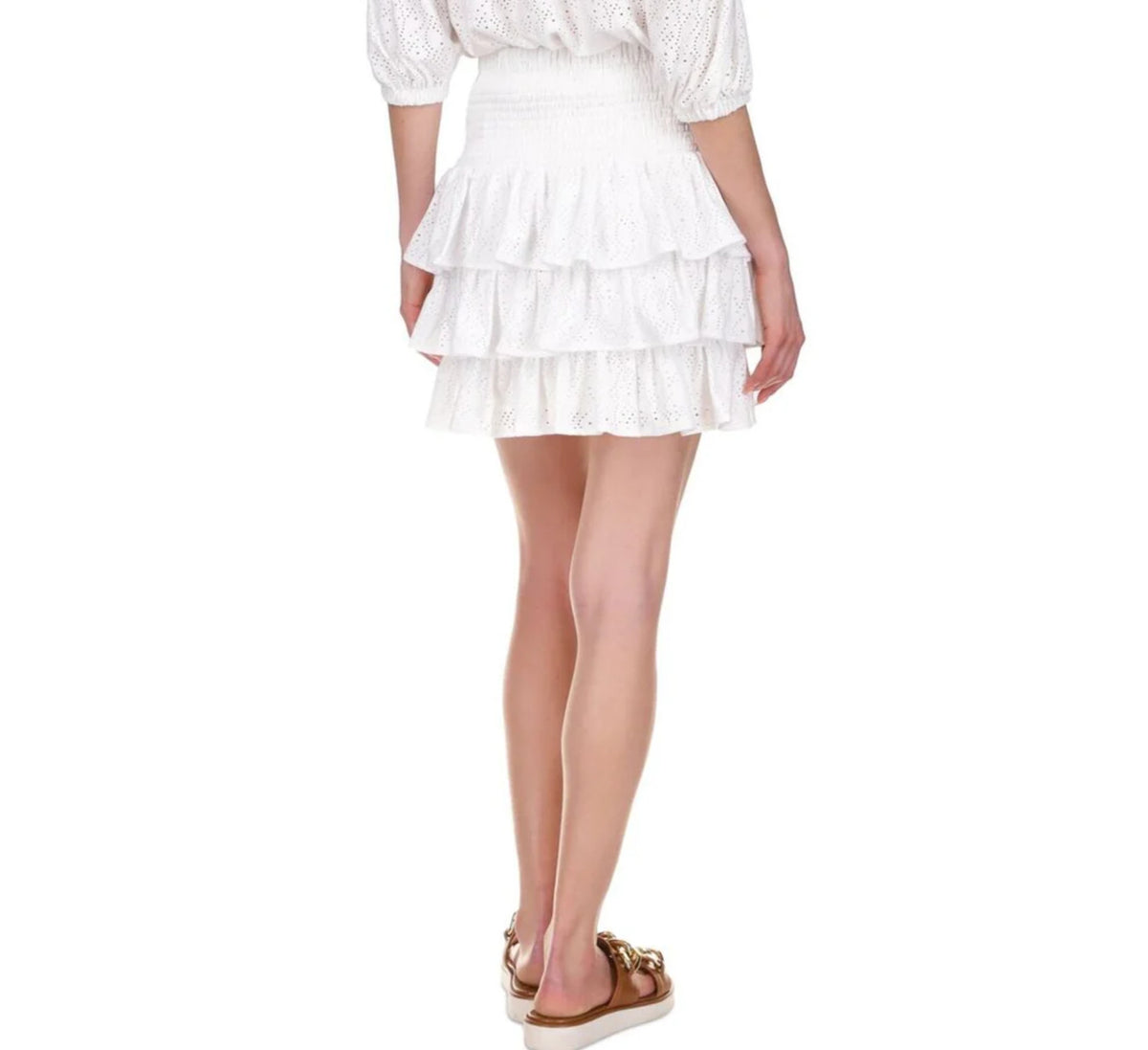 Michael Kors Women's Eyelet Tiered Skirt White Size X-Large